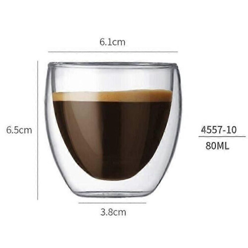 Kaffeetasse - Glas - 6er-Set - 80 ml - Doppelwandig - Verbrühschutz 2