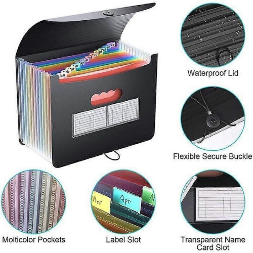 Classeur à soufflets, classeur de rangement de papier, classeur de documents A4 extensible à 24 compartiments 1