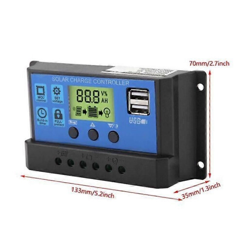 ESTINK 12V PWM Solar Charge Controller 12V 24V Dubbel USB Solar Panel Charge Controller LCD 1