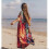 Damen Rayon Strandkleid Kimono Langer Bikini Überzug - Rot 4