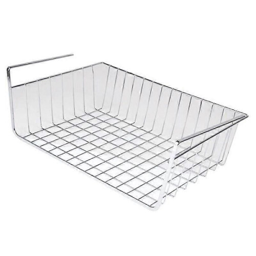 Under Shelf Storage Basket For Shelf Bookcase Kitchen Cupboard - Silver 2