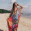 Damen Rayon Strandkleid Kimono Langer Bikini Überzug - Rot 2