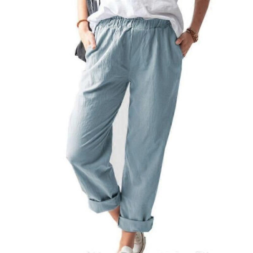 Damer sommarren färg elastiska Casual byxor - blå 1