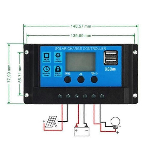 Regulator Kit Automatisk Solar Charge Controller PWM Solar Batteriladdare 30A 1