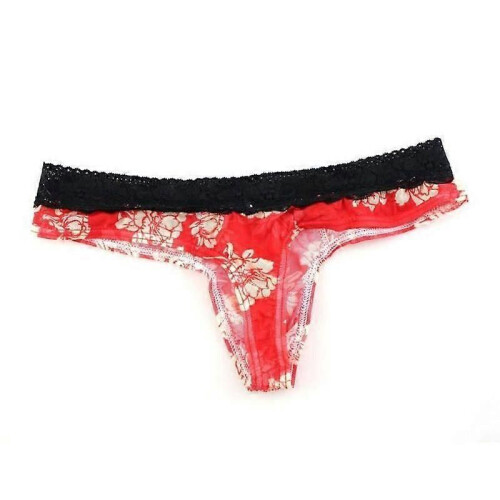 Men's 4PC Printed Breathable Transparent Lace Multicolor Thongs 2