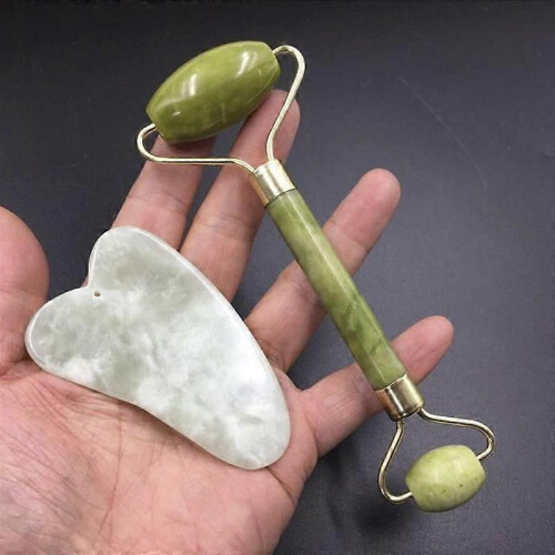 Jade Roller and Gua Sha Set Jade Roller Skin Roller Massager Slimming Tool for Your Face 2