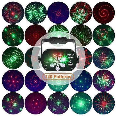 Mini projecteur laser à 8 trous, 120 images, télécommande R&G, USB 2