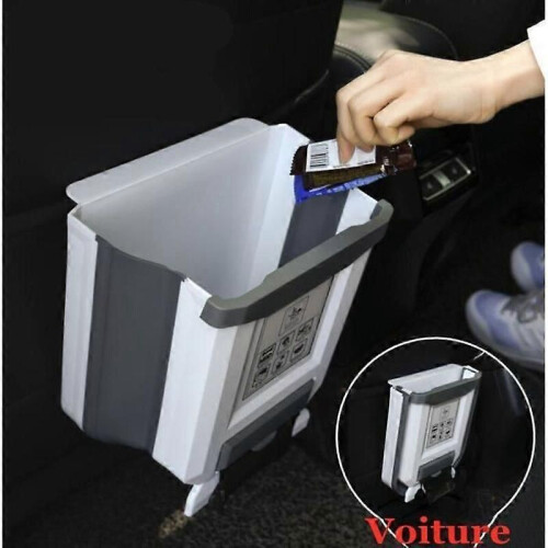Kalavika Kitchen Trash Can Hanging Foldable Garbage Bin for Car Office Home 8L Grey 2