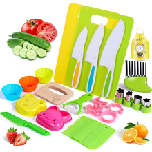 26Pieces Kids Kitchen Knife Set, Toddler Safe Knife Set for Real Cooking, Montessori Kitchen Tools with Kids Cutting Bo