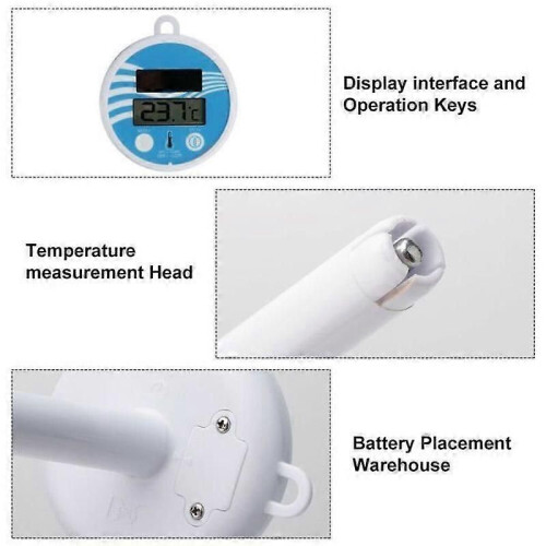 Solar Powered Digital Thermometer Accurate Pool Water Temperature Measuring Tool 2