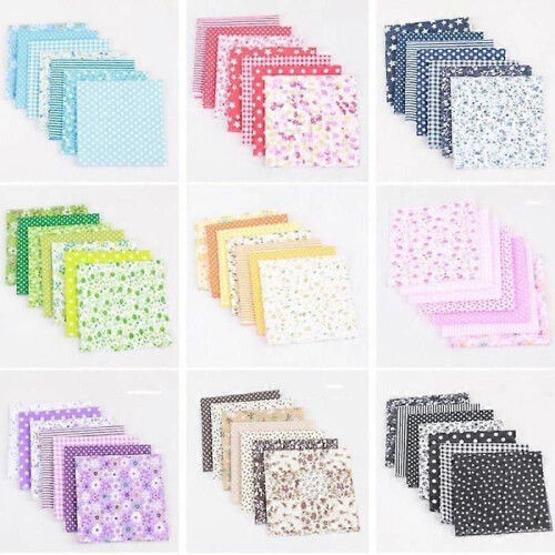 7st DIY Bomullstyg sömnad Tryckt Patchwork Tyg -25*25cm Mörkblå 2