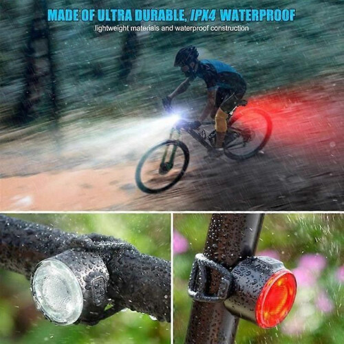 Ensemble d'éclairage de vélo rechargeable USB, éclairage avant et arrière, étanchéité IPX5, 6 modes 2