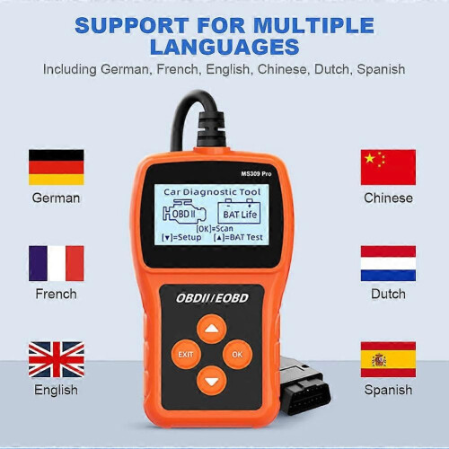 OBD2 Scanner Auto Engine System Diagnostic Tool med LCD Display Flerspråkig motorfelkodsläsare 1