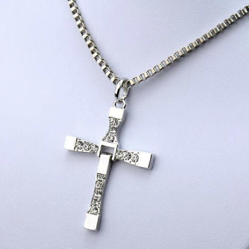 Collana con ciondolo a croce - Lega d'argento e cristallo - Gioielli da uomo 1