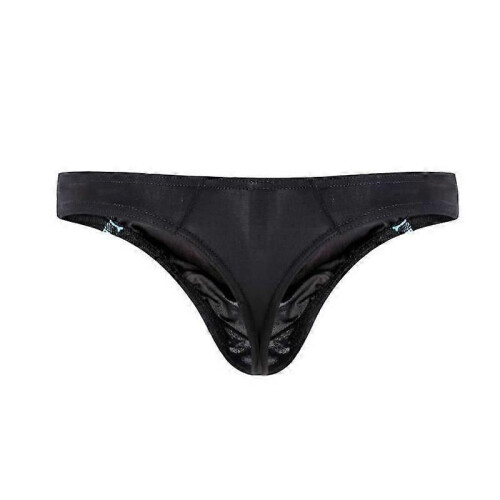 Is Silk Patchwork Babydoll Elegant Black Tanga String för män 2