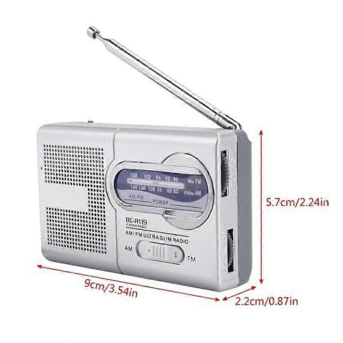 AM FM Compact Transistor Player Radio - Mini Pocket Multifunctioneel - Ingebouwde luidspreker - Telescopische 2