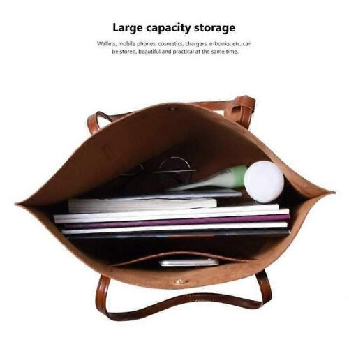 Women's PU Leather Handbag - Brown - Shoulder Bag - Soft and Durable 2
