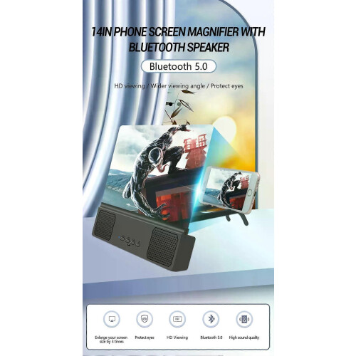 Smartphone Screen Amplifier 14 Inch Mobile Phone Screen Magnifier Projector HD Blu-Ray Bluetooth - 12 1