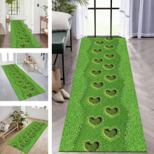 Green Non Slip Washable Rug 100x450cm Customizable Size Long Hallway Carpet for Bedroom Living Room Kitchen Laundry