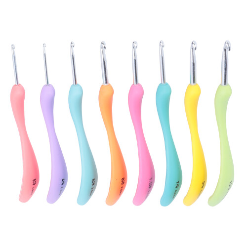 Ensemble de 8 crochets ergonomiques, multicolores, 15 cm