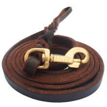 Large Dog Lead Braided Genuine Leather 250cm Training Leash for Shepherd and Labrador Dogs with Copper Hook