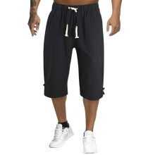 Hose Herren Cargo Stretch Pants Men's Casual Linen Trousers Solid Black XXL Plus Size Fashion