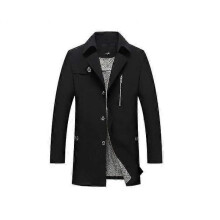 (XL,adult,male,Black)Men's Classic Single Breasted Business Overcoat