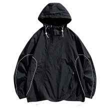 UV Clothing Women's Lightweight Hooded Sun Protection Jacket XXL, Airy Sports Jacket for Running and Outdoor Leisure, Black