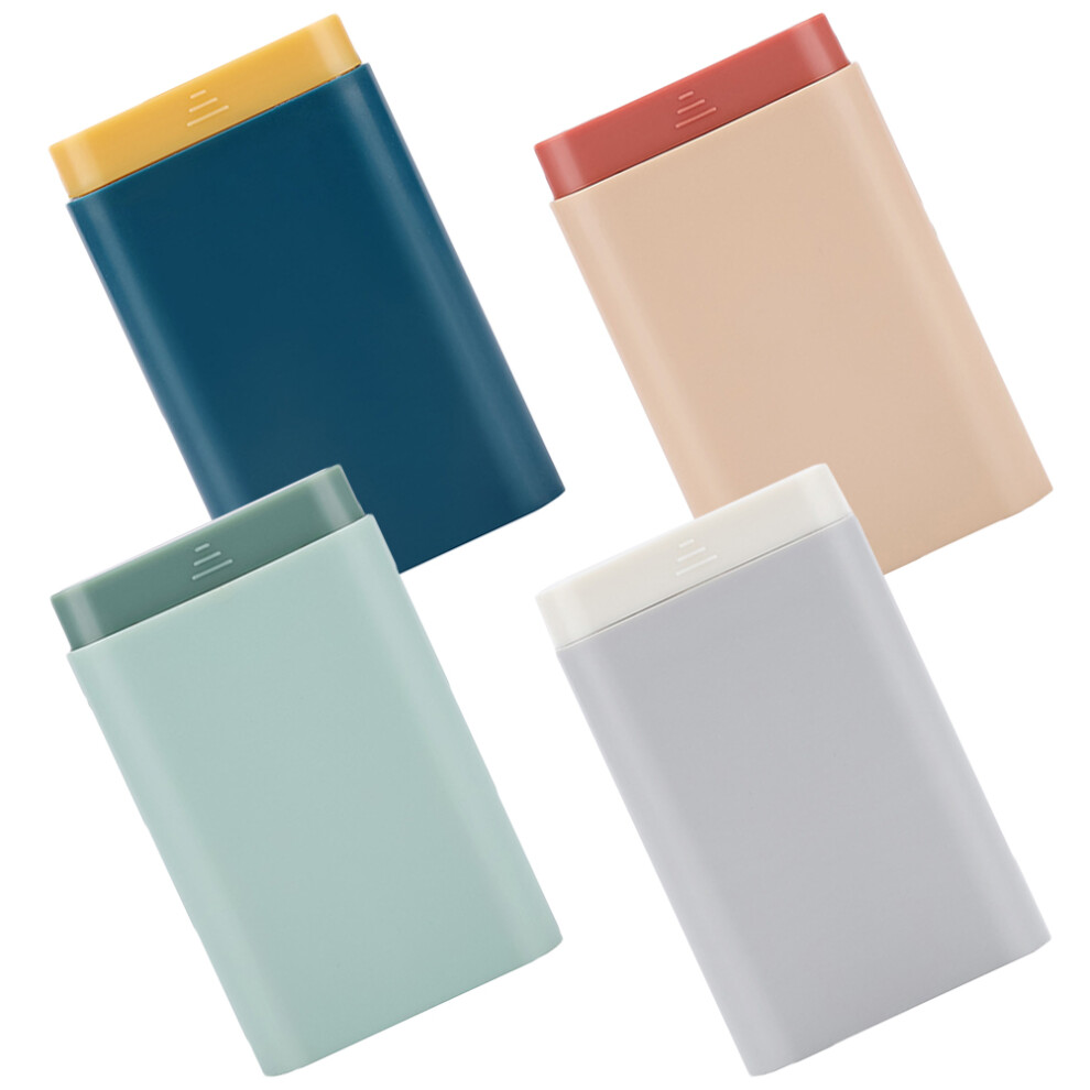 Vaguelly Blue 4 Pcs Medicine Easy-To-Open Pill Box Travel 9.5X6cm