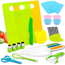 Anpole Toddler Knife Set - 23 Pcs Kids Knife Set for Chopping, Mini Chef Knife Set for 2 3 4 5 6 7 8 9 10 Year Old Girl