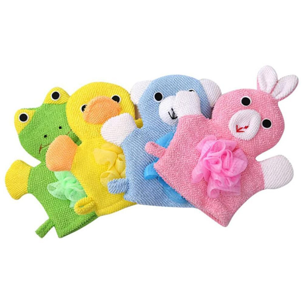 4 Pcs Baby Bath Gloves Cartoon Exfoliating Gloves