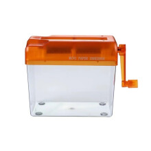 Hand Crank Paper Shredder Mini Document Cutter for Receipts, Tickets, and Bills - Orange Office Supply Tool