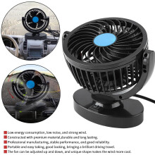 12V Tragbarer Autokühler Ventilator, Leiser Lüfter, Verstellbar, Schwarz