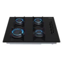 AREBOS gas hob 4 burners | Gas cooker made of tempered glass | Built-in hob | Natural & propane gas | Gas cooker with integrated safety ignition
