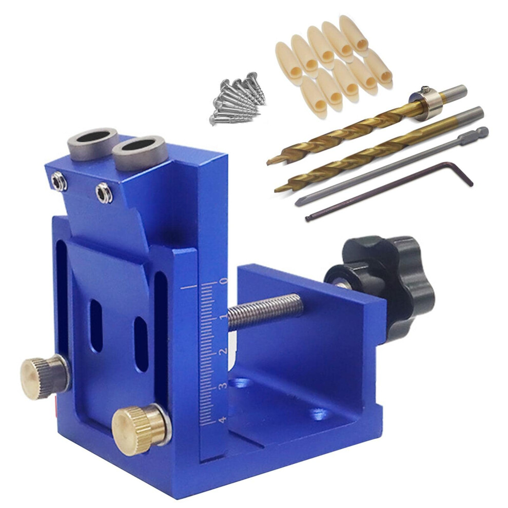 Woodworking Hole Locator, Adjustable Drill Guide Tool For Accurate Wood Joint Alignment, Blue Color, For Carpenter Projects 6038364908582