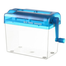 Household Manual Shredder Mini Office Shredder A6 Capacity 1L Straight Cut Blue 17x15x9.5cm for Home School Use