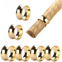 LINJOU Napkin Rings Set, Dinner Napkin Buckle Holder, Handmade Natural Metal Adornment(Gold, 6 PCS)
