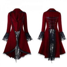 (L, Wine red) Women's Punk Lace Gothic Dr JDT