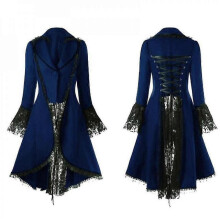 (2XL, Navy blue) Women's Punk Lace Gothic Dr JDT