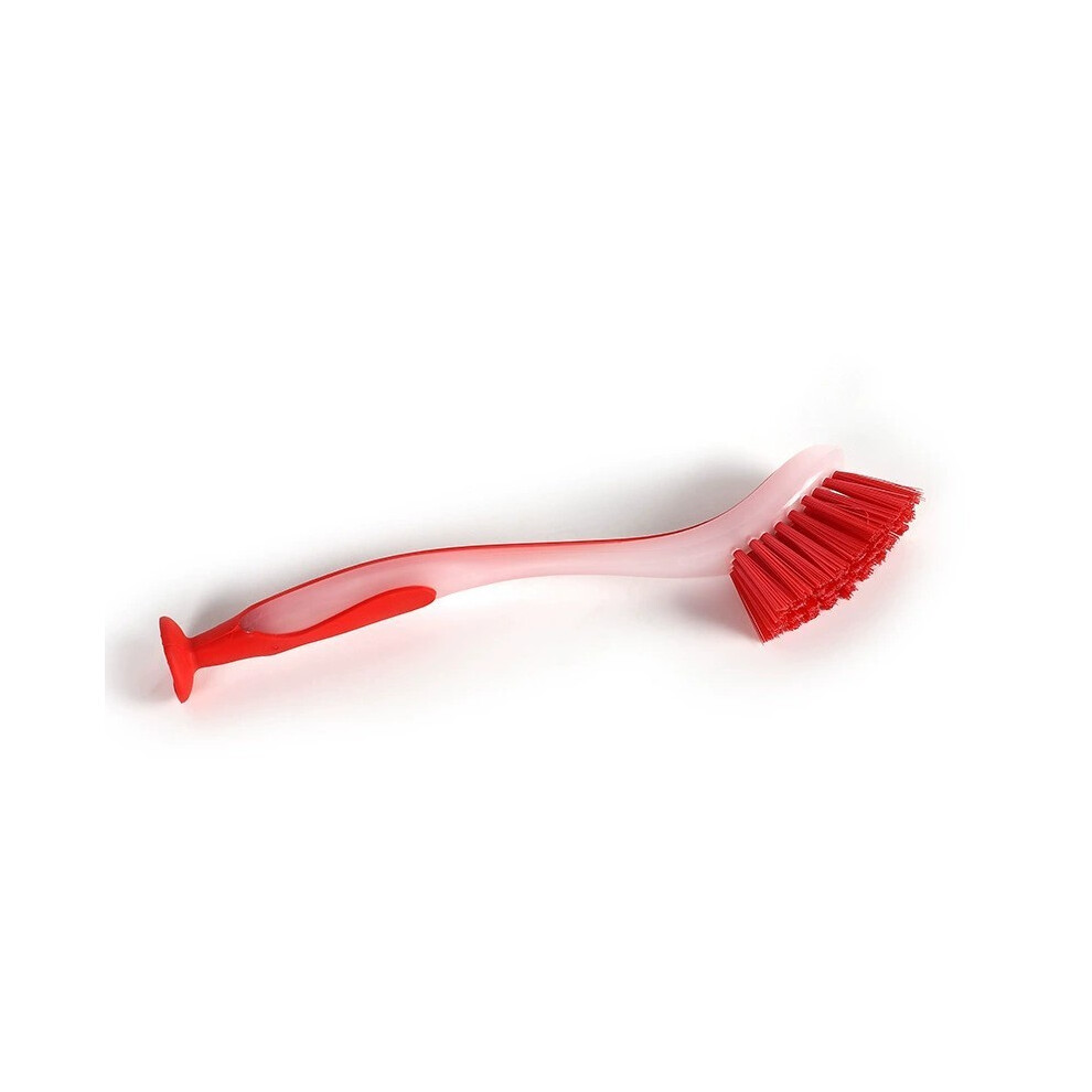 (Red) Dish Cleaning Plastic Brush Suction Cup Scrubbing Brush Bristle Durable With-image-OPC-PK7667C-NEW