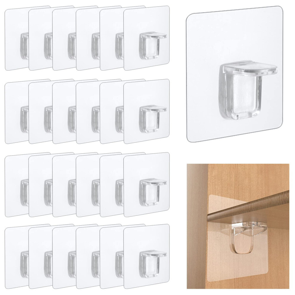 Pack Of 24 Transparent Self-Adhesive Shelf Brackets No Drilling Shelf Holder Supports For Glass Wardrobe Shelves Ygbt15 6947110775333