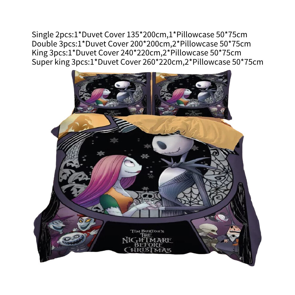 (Style A, King) Nightmare Before The Christmas Duvet Quilt Cover Bedding Single Size Double King