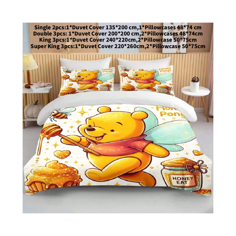 (White, King(240x220cm)) Winnie Pooh The Comforter Bedding Sets Quilt Cover Bed Duvet Decor Case Home