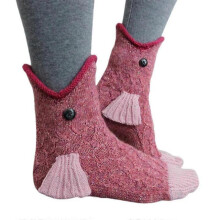 (1Pair, Carp) Women Men Teenager Knitted Animal Pattern Socks Funky Mid Calf Socks Christmas Gifts HQD