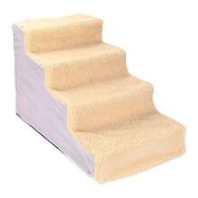 Katzentreppe - Comfortable Yellow Flannel Pet Stairs for Dogs, 4 Steps, Suitable for Beds and Cats, Durable Design