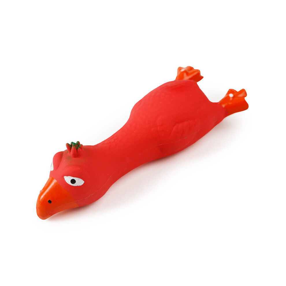 (Red) Squeaky Latex Chicken Shaped Toy Versatile Entertaining Ideal Playtime Pet Red