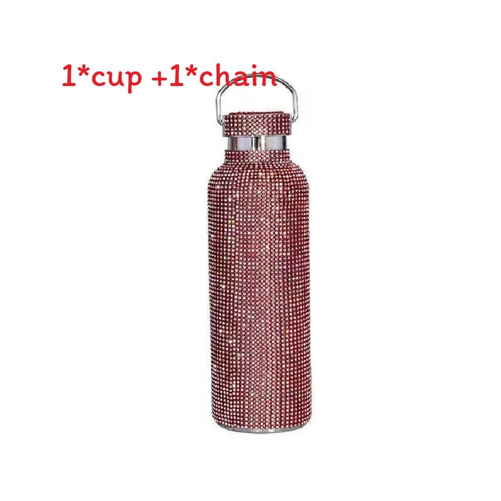 (Red, 350ml) Diamond Water Glitter Bottle Stainless Steel Thermal Bottle Refillable Cup Water-image-OPC-PK76MJ2-NEW