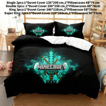 (Black,Single(135x200cm))Spiele Minecraft Bettwäsche Set Schwert Ender Bettbezug Schlafzimmer Dekoration Geschenke