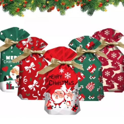 Pcs Large 50 Christmas Sacks Party Gift Bags Drawstring Present Storage Wrap