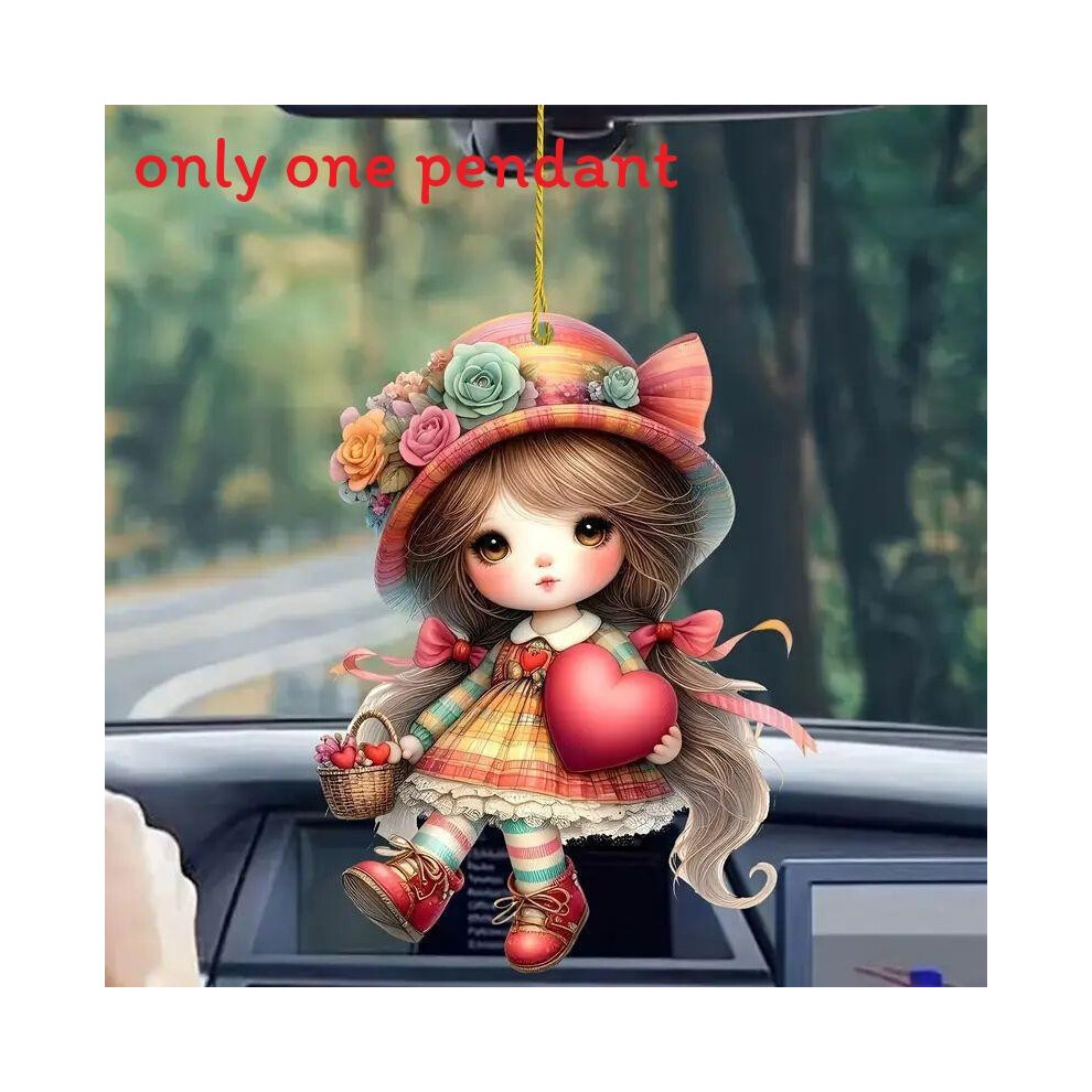 (Style 2) Acrylic Flat Surface Girl Pendant With Cartoon Style For Interior Vehicle Decor-image-OPC-PK76YVC-NEW